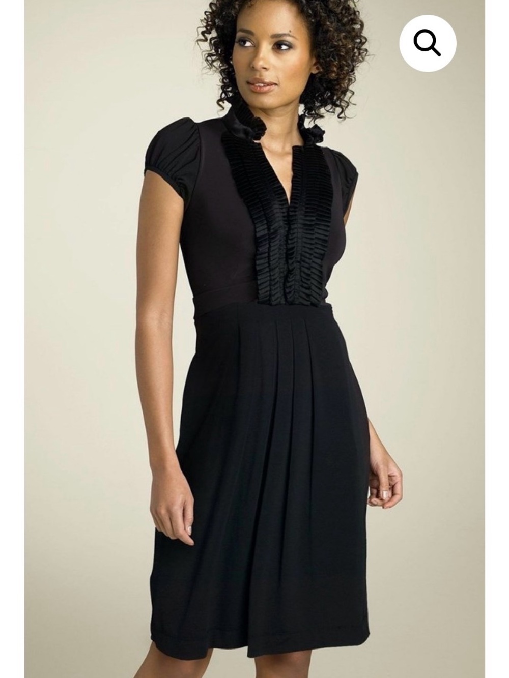 BCBGMaxAzria black tuxedo trimmed jersey dress S